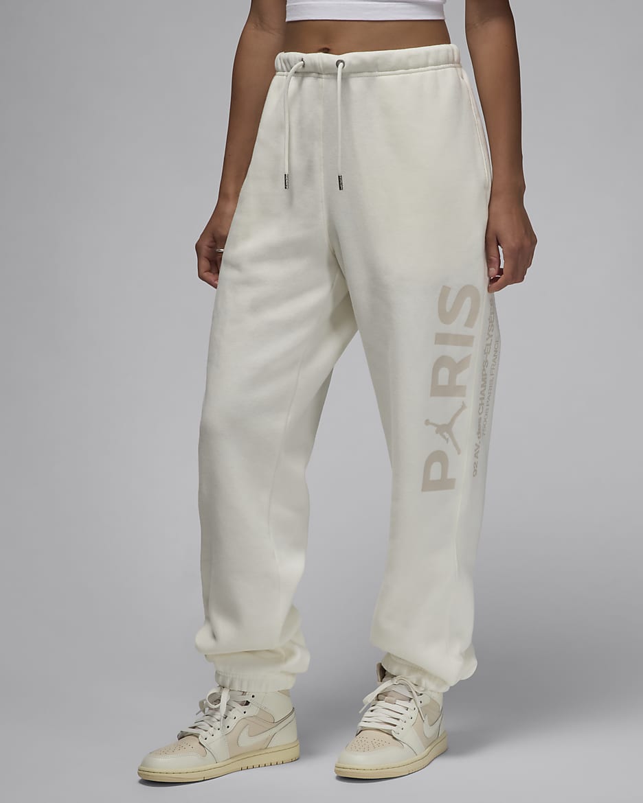 Nike Paris Saint Germain Brooklyn Fleece Women s Jordan Football Pants White Cotton Polyester